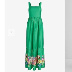 Floral Square Neck Bow Back Tiered Maxi Dress